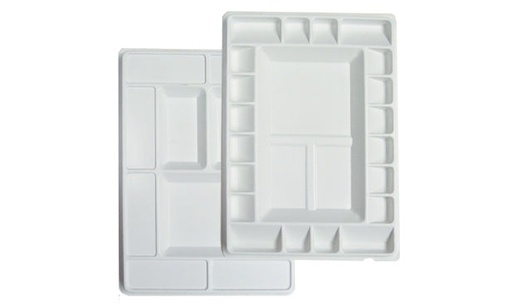 [FC 404-10N] Grande Palette Plastique Rectangulaire 12"X16" 20 Puits, 3 Zones de Mélange + Couvercle Multi-Mixing Area