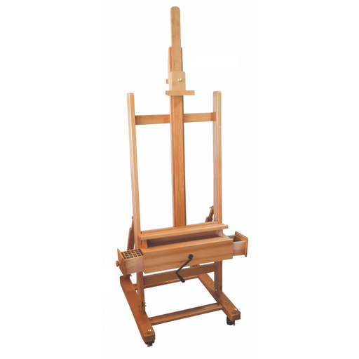[NB 804-777] Chevalet à cadre en H en bois de hêtre avec tiroirs