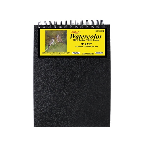 [NB 730710] Bloc de papier aquarelle fabriqué en Hollande avec reliure spirale – Qualité artiste, 180 g/m², 12 feuilles