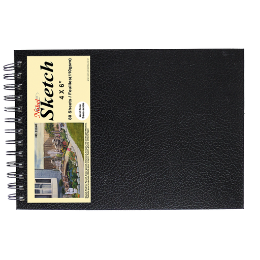 [FC 31046] Spiral-bound, Sketchbook with Black Cover - Horizontal Orientation, 4" x 6"