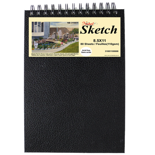 [FC 3046] Carnet de croquis à reliure spirale avec couverture en similicuir noir - 4" x 6"