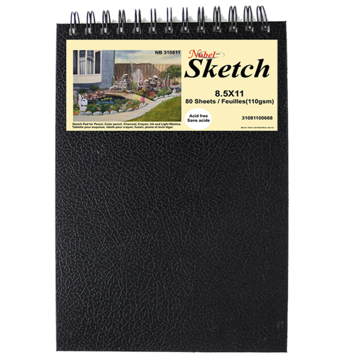 [FC 3046] Spiral-bound Sketchbook with Black Faux Leather Cover - 4" x 6"