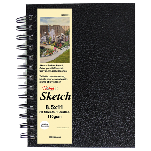 [FC 30811] Spiral-bound Sketchbook With Leather Cover - Vertical Orientation, 80 Sheets, 110 gsm, 8" x 11"
