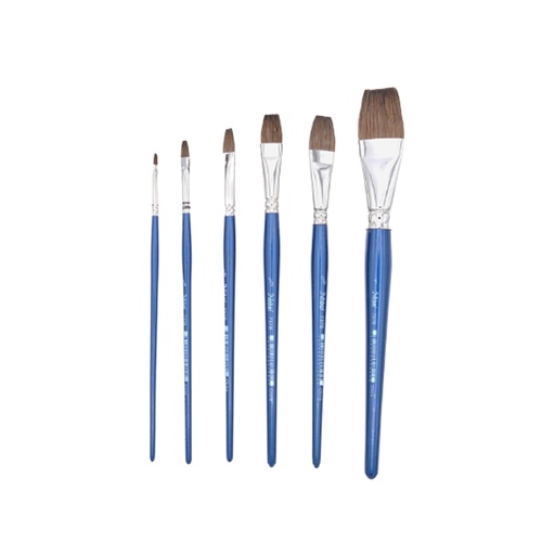 [FC 737B-3/8] Aquarius - Pony & Ox-Ear Camel Hair Short Handle Brushes - Flat #3/8