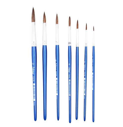 [FC 737R-12] Aquarius - Pony & Ox-Ear Camel Hair Short Handle Brushes - Round #12