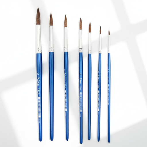 [FC 737R-6] Aquarius - Pony & Ox-Ear Camel Hair Short Handle Brushes - Round #6