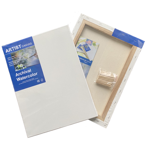 [FC 6031B-912] 100% Cotton Watercolour Stretched Canvas, 250 gsm, 5/8" Wood Frame, 9" x 12"