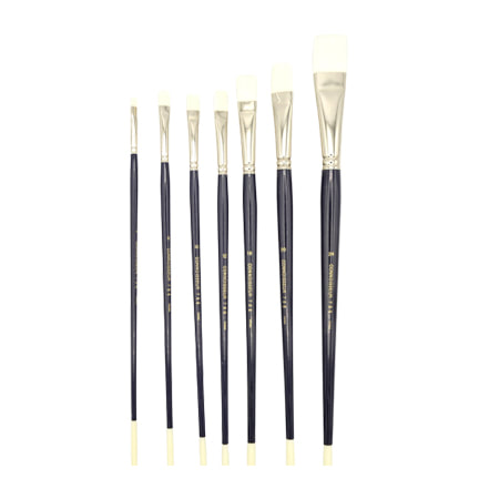 [FC 788-1] White Synthetic Hair Short Handle Brushes - Bright 1"