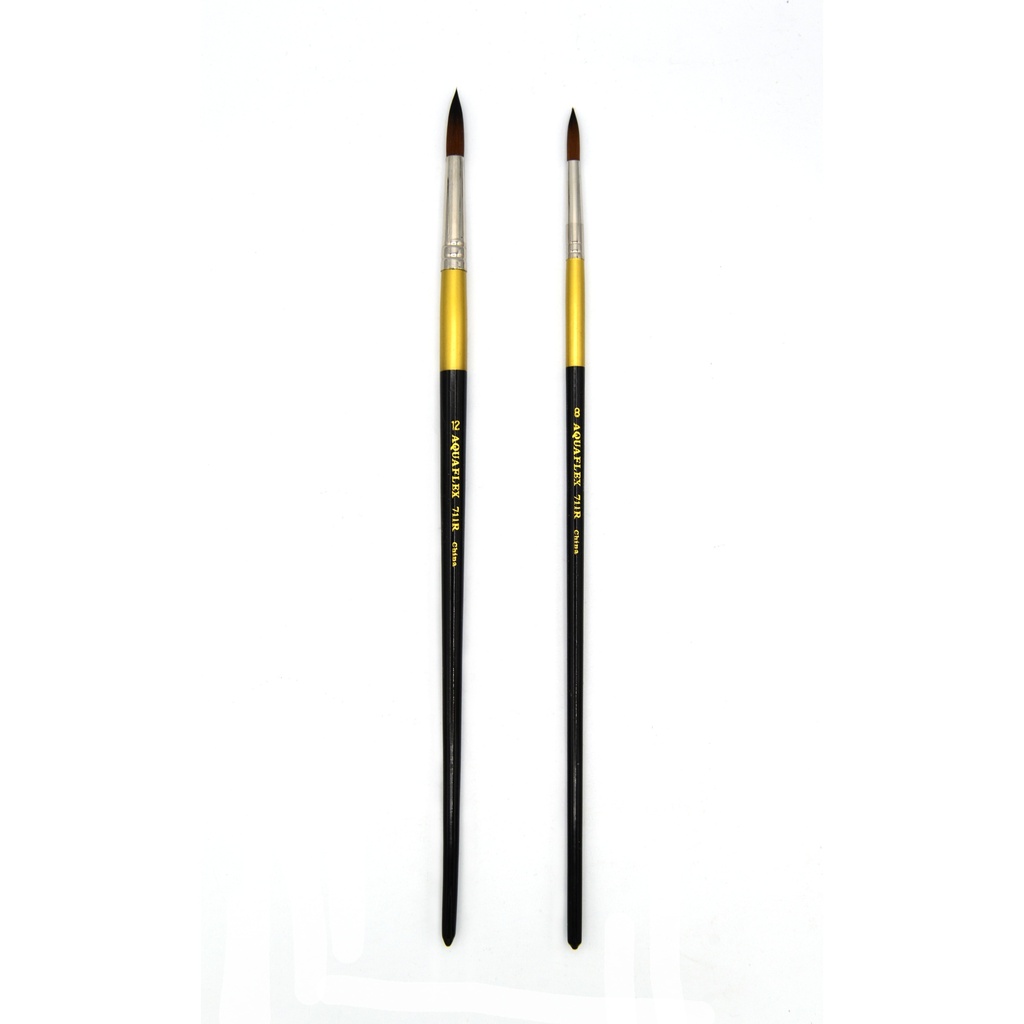[FC 711RG-12] Aquaflex - Golden Synthetic Brush with Long Handle - Round #12