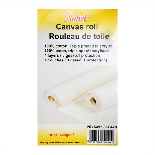[NB 5312-63C420] Rouleau de toile 100 % coton - Triple apprêt à l'acrylique