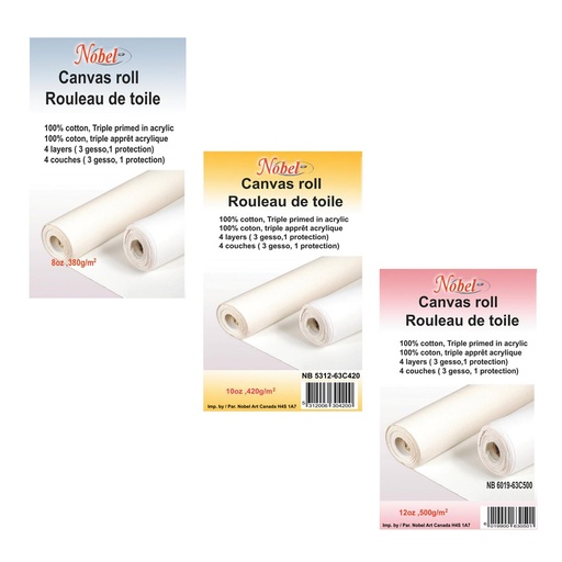 [NB 6019-63C500] 100% Cotton Canvas Roll - Triple Primed In Acrylic (12 oz / 500gsm)