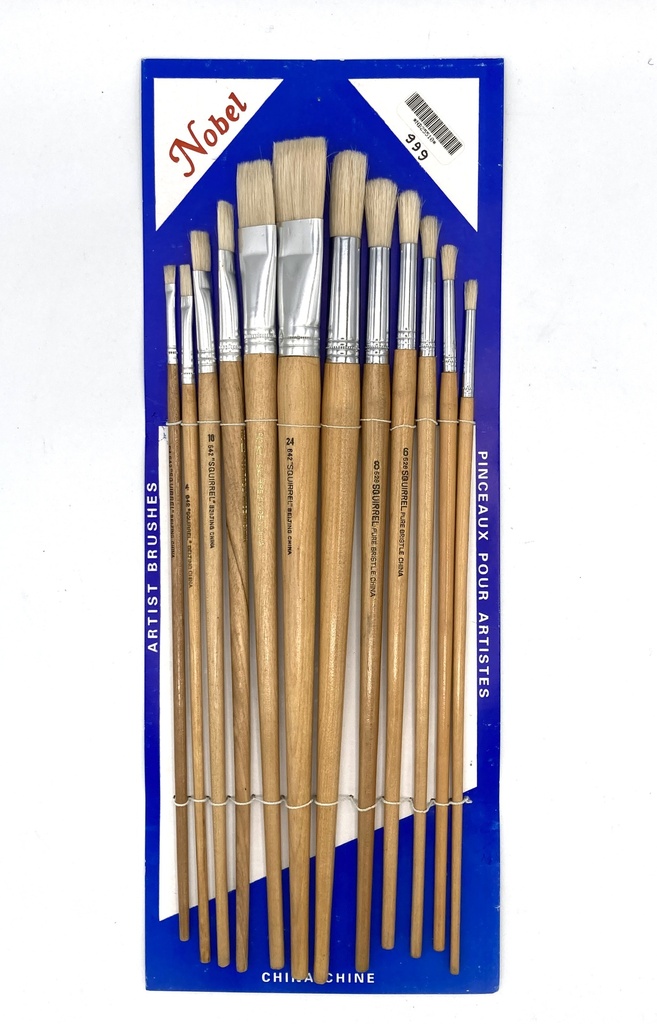 [NB 999] Eterna - White Hog Bristle Brush with Long Handle - Set of 12