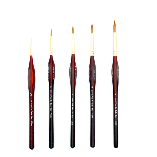 [NB 338R-1] Gold - Red Sable Hair Brush with 24K Gold Ferrule and Triangular Handle - Round #1