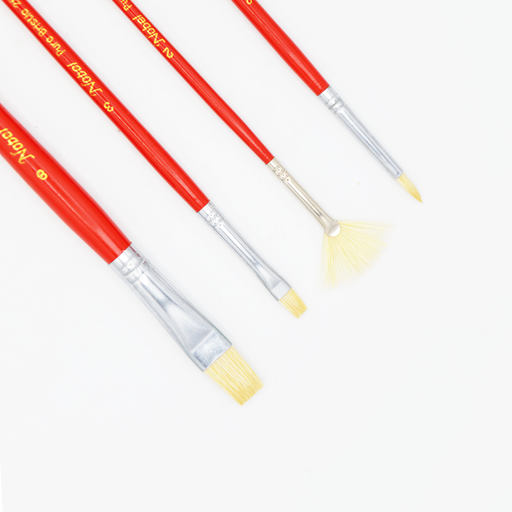 [NB 255F4] Pinceau Décorateur Plat en Poils de Porc Blanc - ensemble de 4