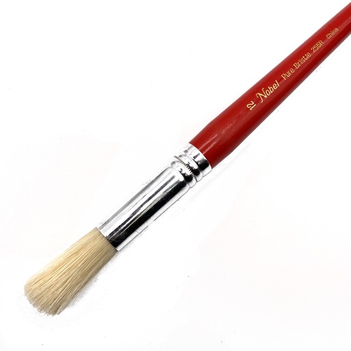 [NB 255R-8] Nobel - White Hog Bristle Brush with Long Handle - Round #8