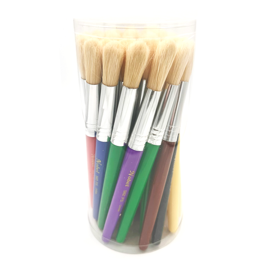 [FC 582PS] White Round Hog Bristle Brush with Short Handle - Set of 30 (Priced Individually)